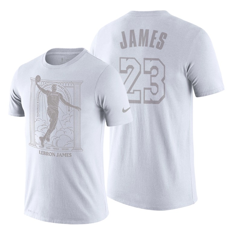 Men's Los Angeles Lakers LeBron James #23 NBA MVP White Basketball T-Shirt IEM3083VF